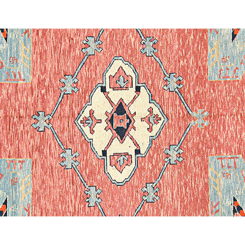 Hand Knotted Wool Area Rug in Red