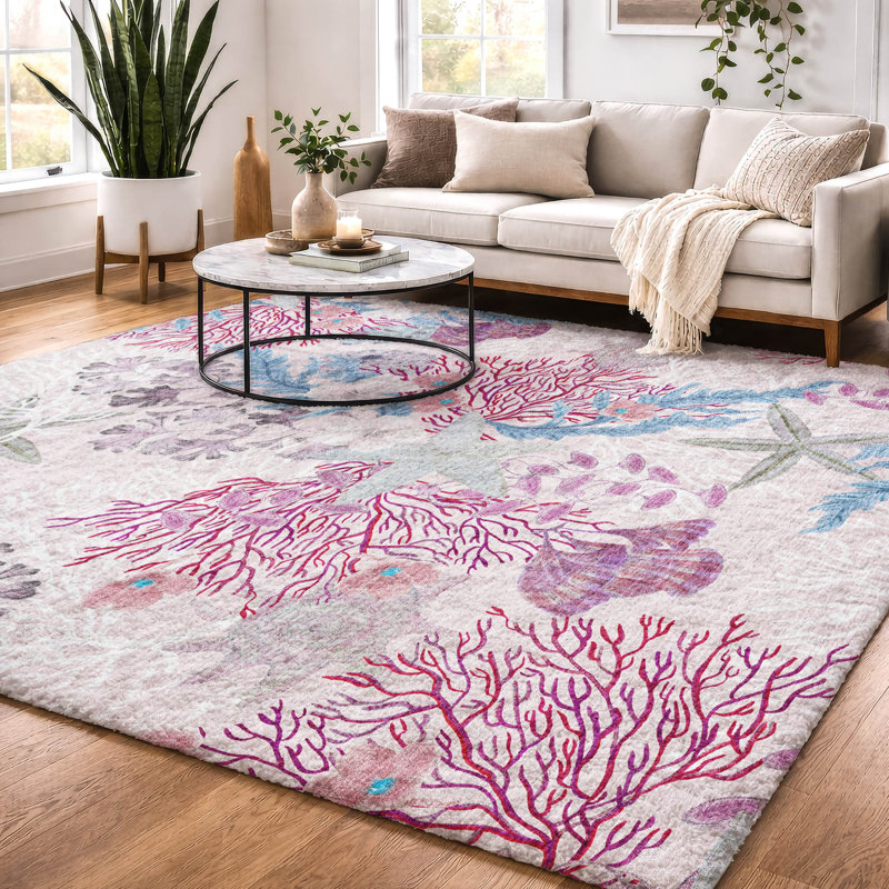 Premium Machine Washable Dream Shag ADS180 Coral Rug, 3' x 5', Raspberry