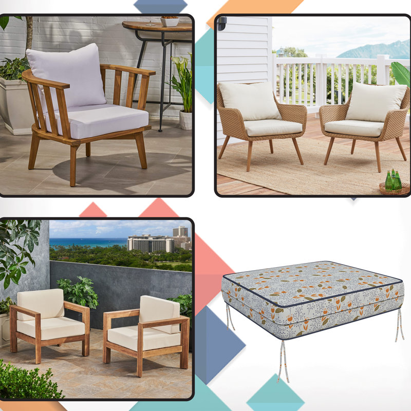 Outdoor Square Cushion Cover, Individual Box Cushion Sofa Cover With Piping Gray, 5" H x 27" W x 27" D
