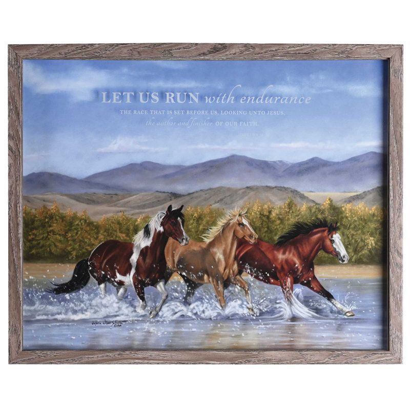 Framed Wall Art Horses Run W/Endurance