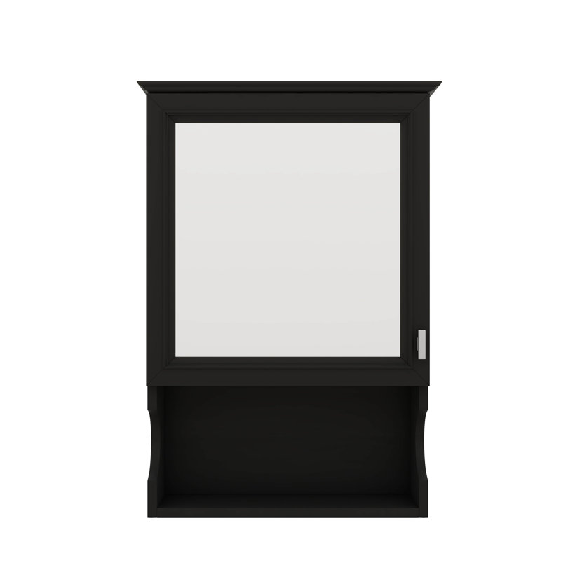 Armoire de rangement de salle de bain murale 20 po avec miroir, Noir