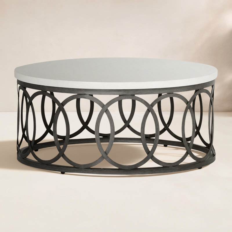 Copeland Aluminum 36" Coffee Table TravertIne, Travertine, 36"