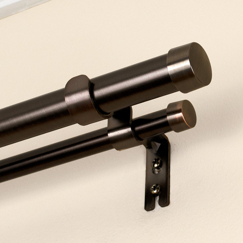 Merrimac Steel Adjustable Double Curtain Rod, Plated Oil Rubbed Bronze