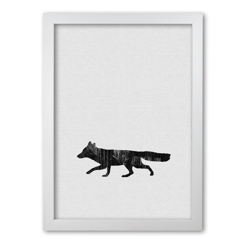 Fox Animal Art - Print, 60 cm H x 42 cm W x 5 cm D, White Grain Frame
