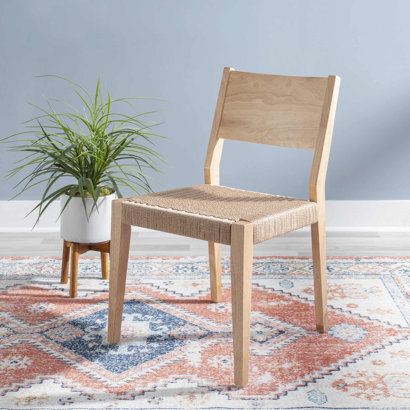 Corrine Dining Set, 7 Pieces: Table, 6 Chairs, Natural
