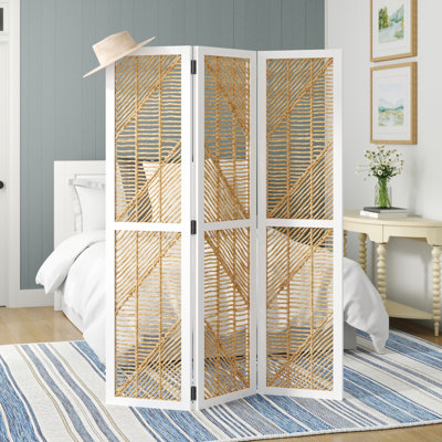 Tobias 53 " W x 69 " H 3 - Panel Solid Wood Folding Room Divider