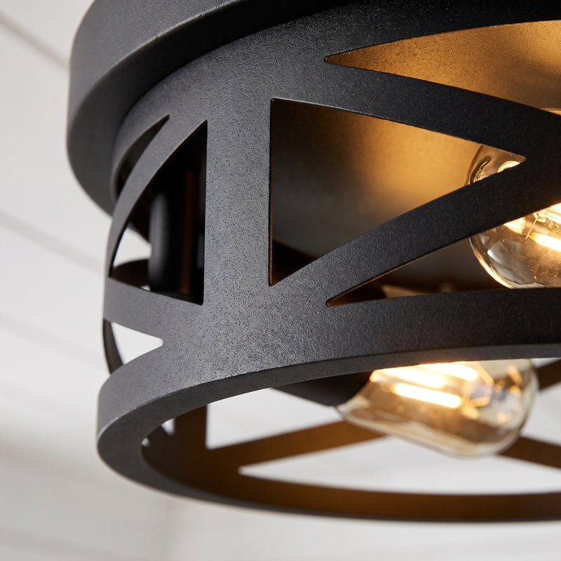 Luminaire de style ferme à 3 lumières, noir mat, 12,7 po (ensemble de 2)
