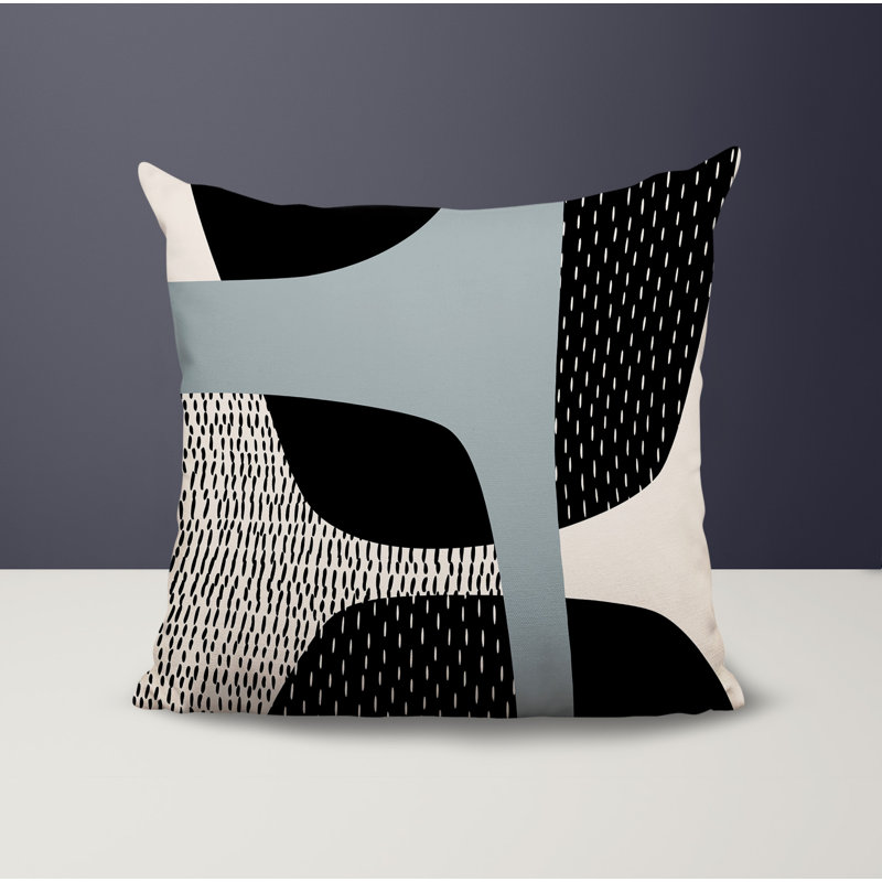 Coussin carré intérieur / extérieur pia, H 19 po x l 19 po, Gris / noir / blanc cassé