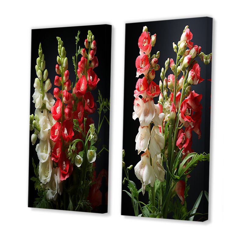 Snapdragons Serenade I - Ensemble de 2 décorations murales Snapdragons, H 28 po x l 25 po, Toile tendue