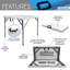 Table carrée pliante, table pliable réglable en hauteur avec poignée facile à transporter
