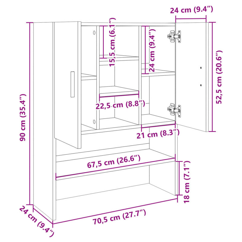 Awan Washing Machine Cabinet 70,5x25,5x90 cm, Light Sonoma Oak