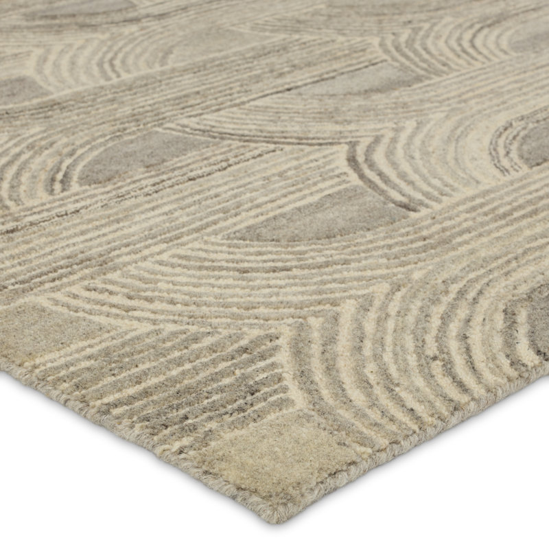 Verde Home By Jaipur Living Manhattan PVH15 Handmade Geometric Taupe and Cream Area Rug (9'x12'), Rectangle 9' x 12'