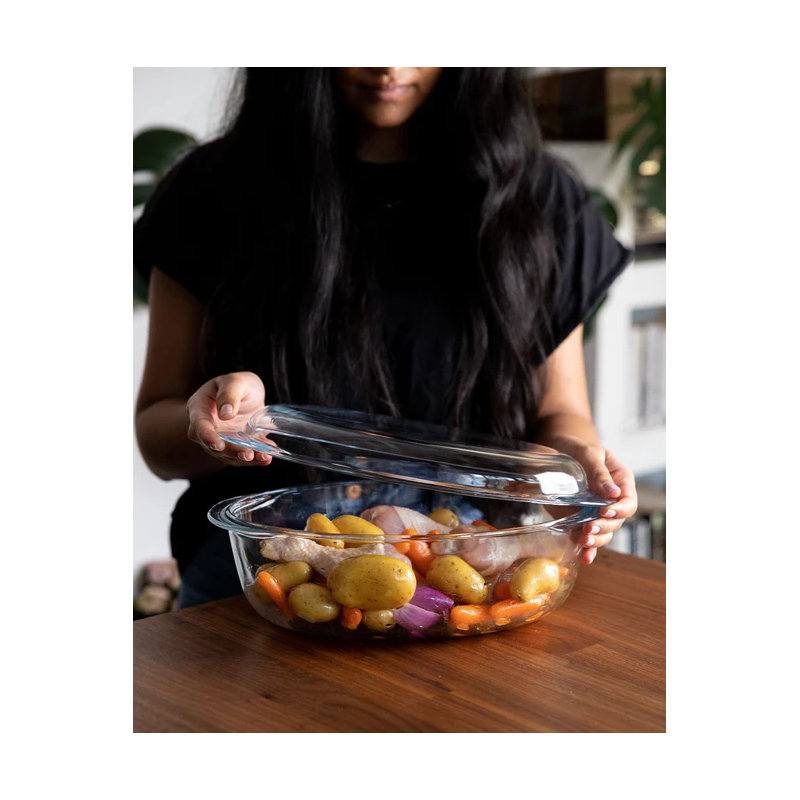PyrexÂ® 4 in 1 Collection Oval Casserole Base + Lid Glass, 4.2 L