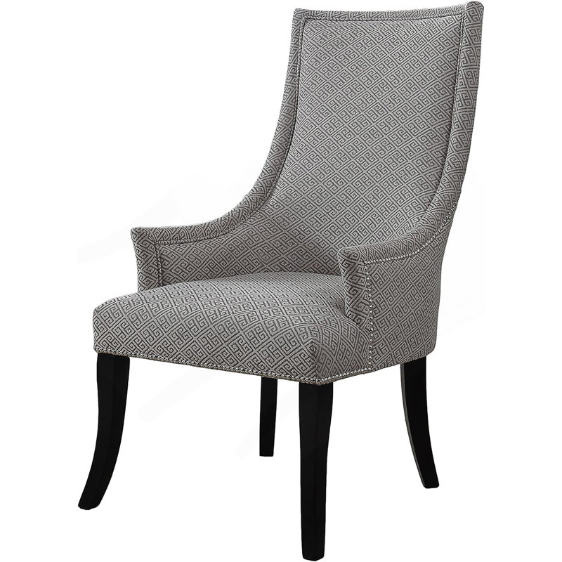 Chaise d'appoint à haut dossier avec support semi-ferme et garniture cloutée argentée pour une élégance moderne et des sièges confortables
