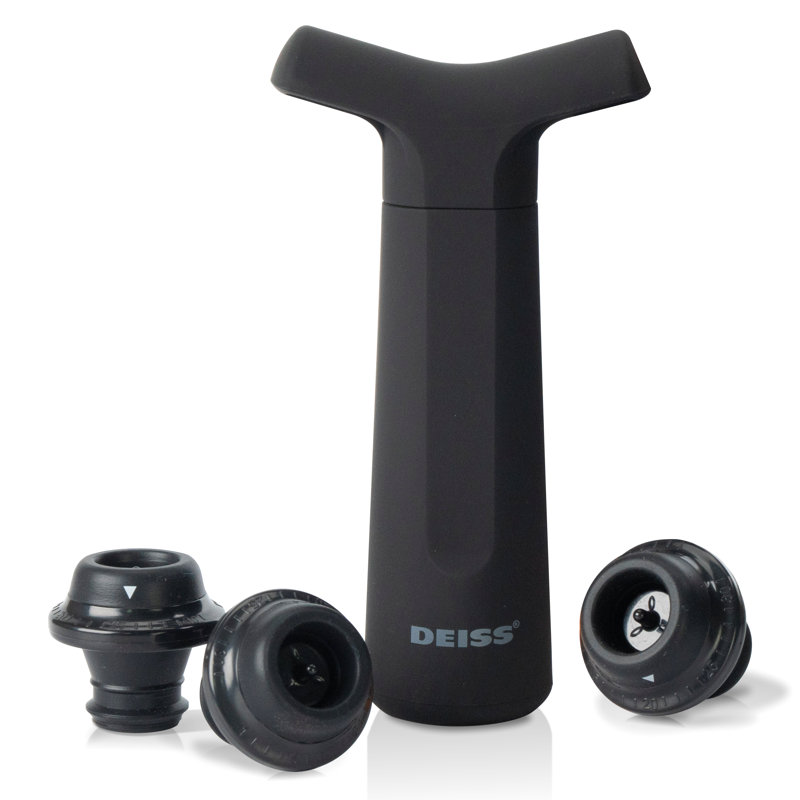 Deiss Pro Vacuum Pump Wine Saver With 3 x Wine Bottle Stopper