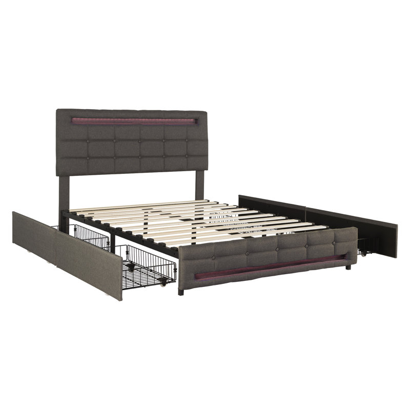 Daejhun Upholstered Storage Bed, Grey