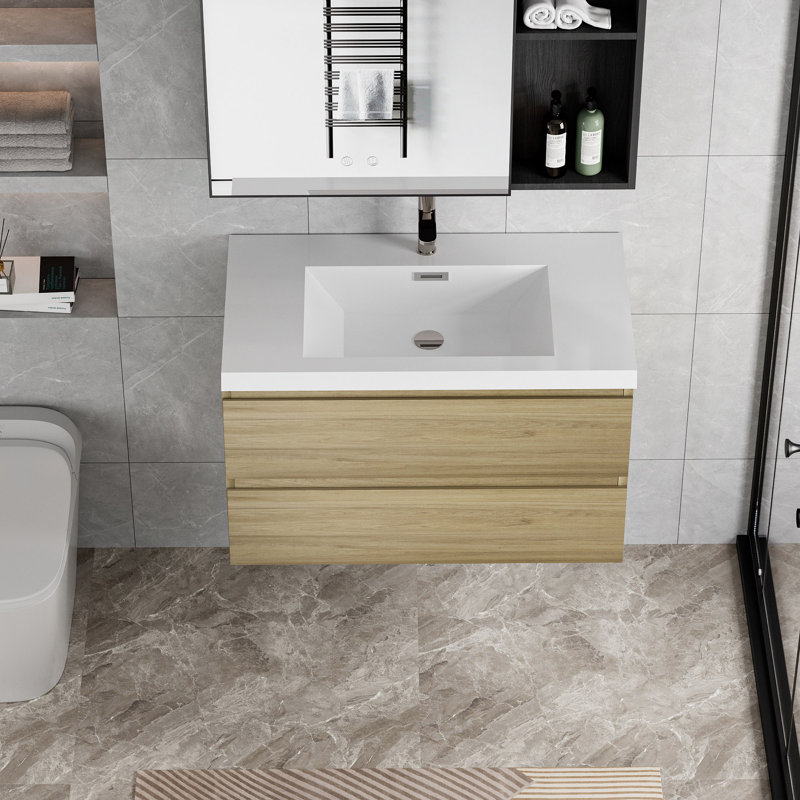 Meuble-lavabo flottant 36 po avec lavabo 36 po, Chêne