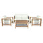 Table basse d'extérieur en bois d'acacia avec tablette de rangement en corde tissée