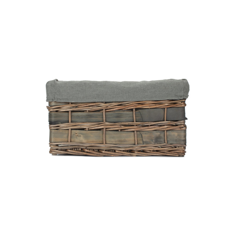 Wicker Lined Scandi Style Storage Basket, Grey Scandi/Grey, 17cm H x 33cm W x 20cm D