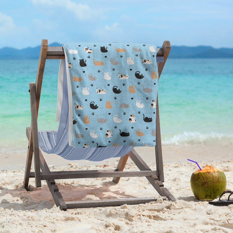 Serviette de plage Katelyn Elizabeth, Bleu / Noir