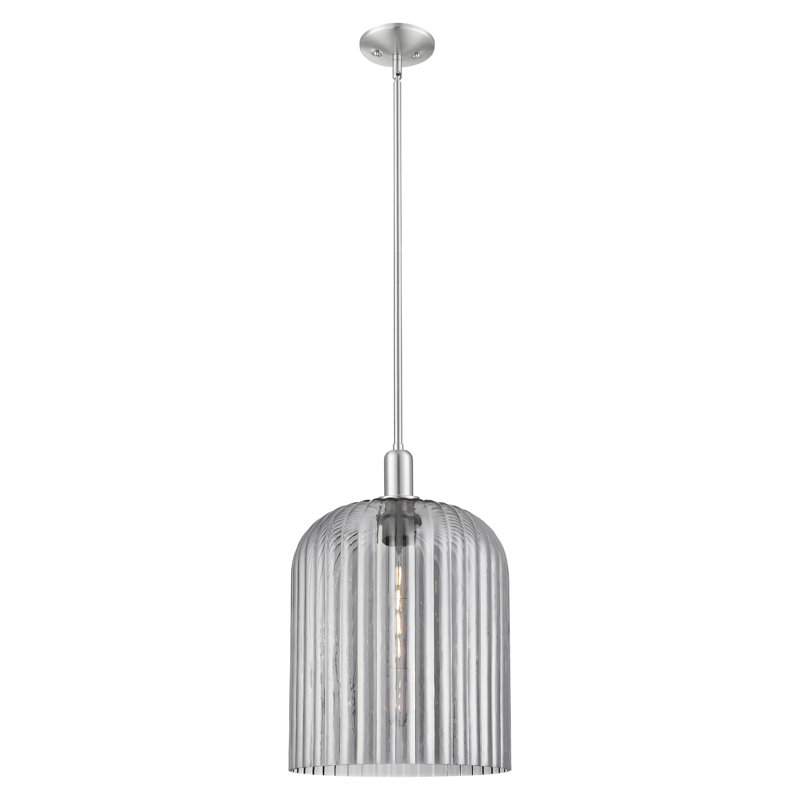 Downtown Urban - Voile de mariée - Mini-luminaire suspendu 1 tige, H 18 po x l 12 po x P 12 po, Nickel satiné brossé