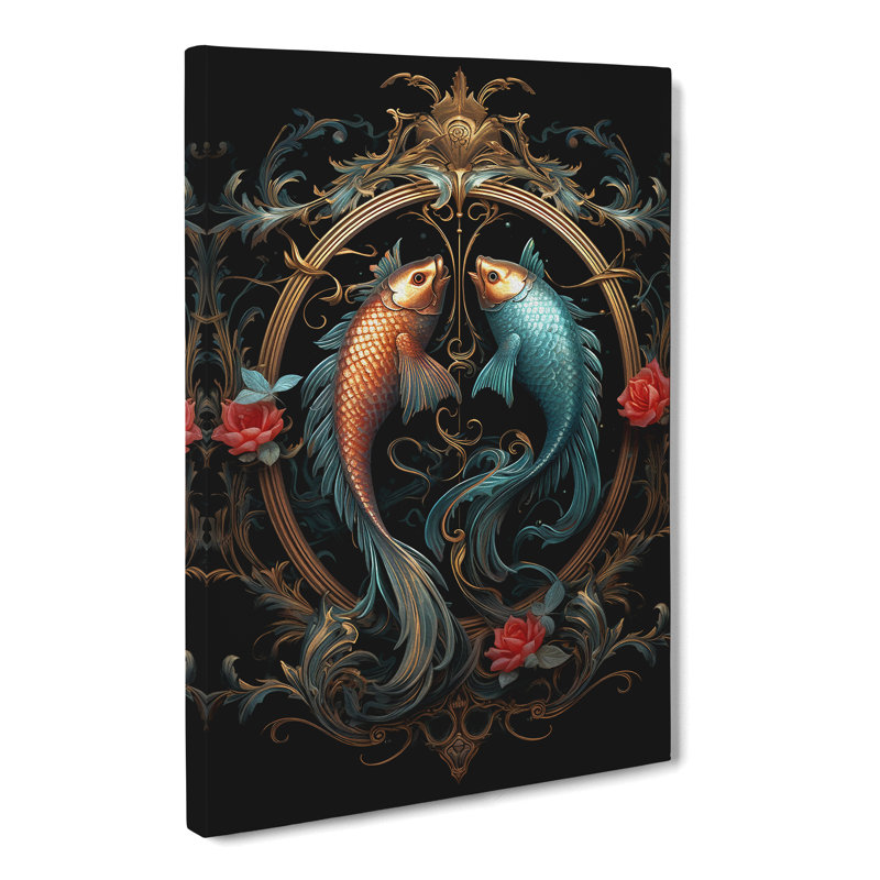 Pisces Fish Zodiac Victorian Art - Wrapped Canvas, 50cm H x 35cm W x 3cm D