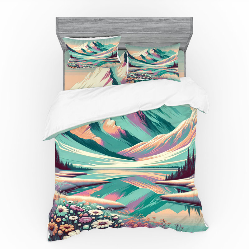 Ensemble de literie Ambesonne Lake & Seafoam Coral Prune, King Duvet Cover + 3 Additional Pieces