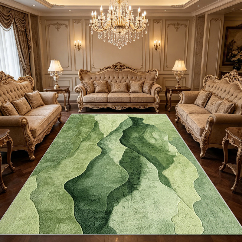 Forest Green Layers area rugs for Living Room, Soft and Comfortable, Suitable for all seasons, easy to maintain, machine washable Indoor floor mat, Under Table Farmhouse suitable for Bedroom, Dining Room, Study,  Balcony, Home Decor Patio