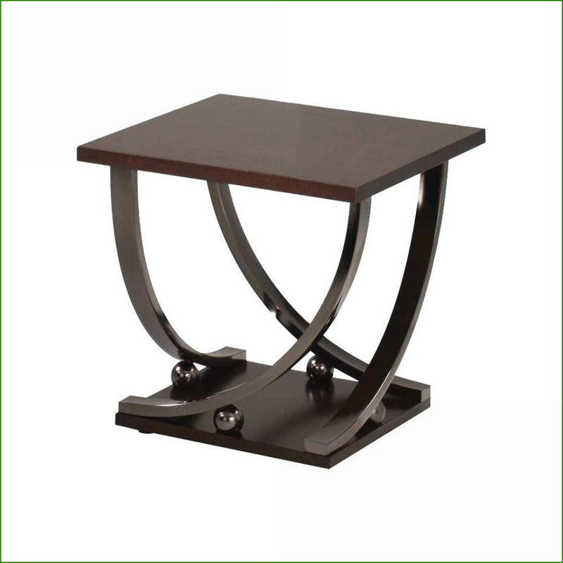 Table basse carrée peu encombrante avec finition en nickel noir - polyvalente pour les salons