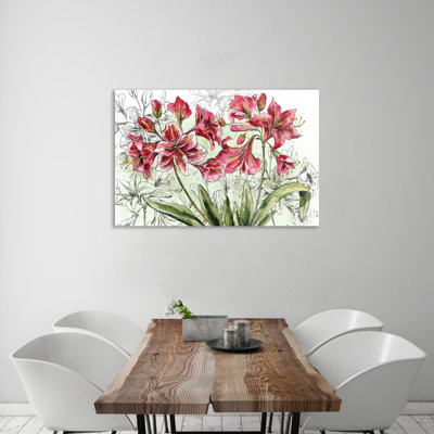 Christmas Amarillys - Wrapped Canvas Painting