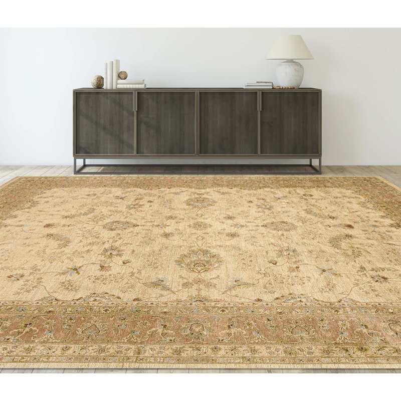 Wool Oriental Area Rug in Beige/Brown, Rectangle 12' x 18'