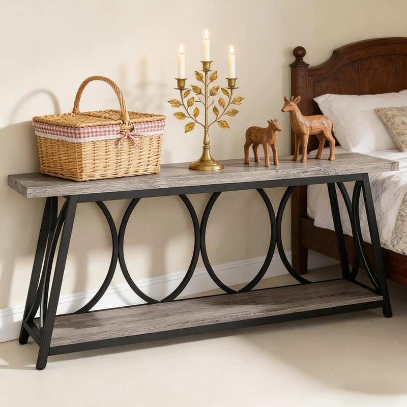 Table de couloir à 2 niveaux, console rétro, canapé robuste, table d'appoint