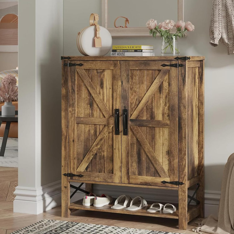 6-Tier Farmhouse Shoe Storage Cabinet, Brown