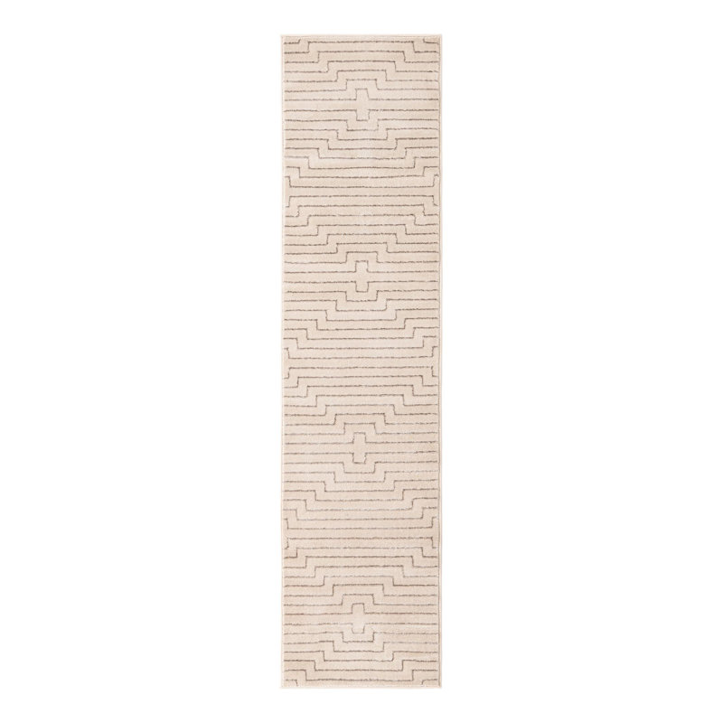 Tapis blanc et argent Latitude Run® Mirage Novica, Tapis de couloir 2 pi x 8 pi