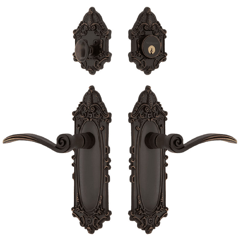 Nostalgic Warehouse Victorian Entry Set with Swan Lever, Timeless Bronze, 2.375