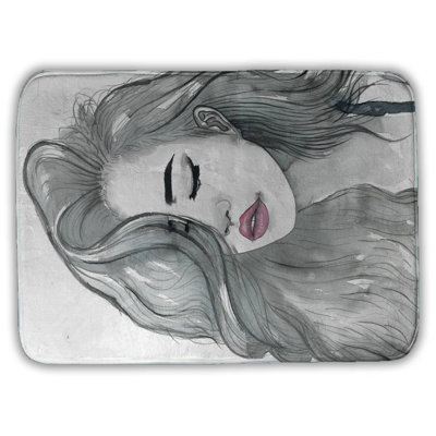 Beautiful female hair Bath Mat with Non-Slip Backing - Quick Dry Memory Foam Bathroom Rug - Absorbent - Modern Plush Spa-Style - Machine Washable