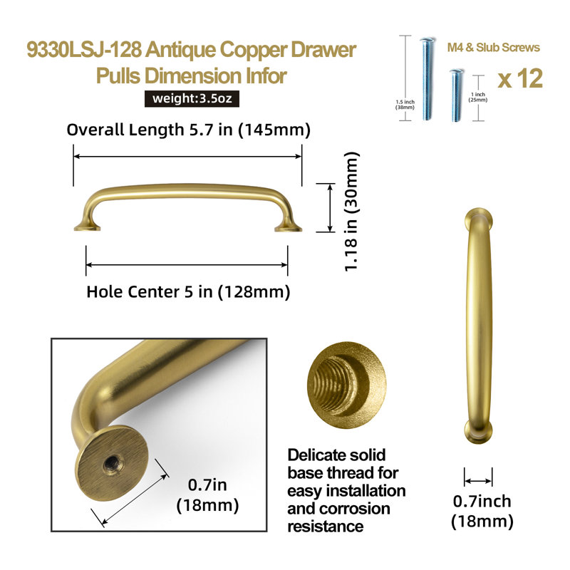 5" Center Bar / Handle Pull Multipack, Brushed Gold