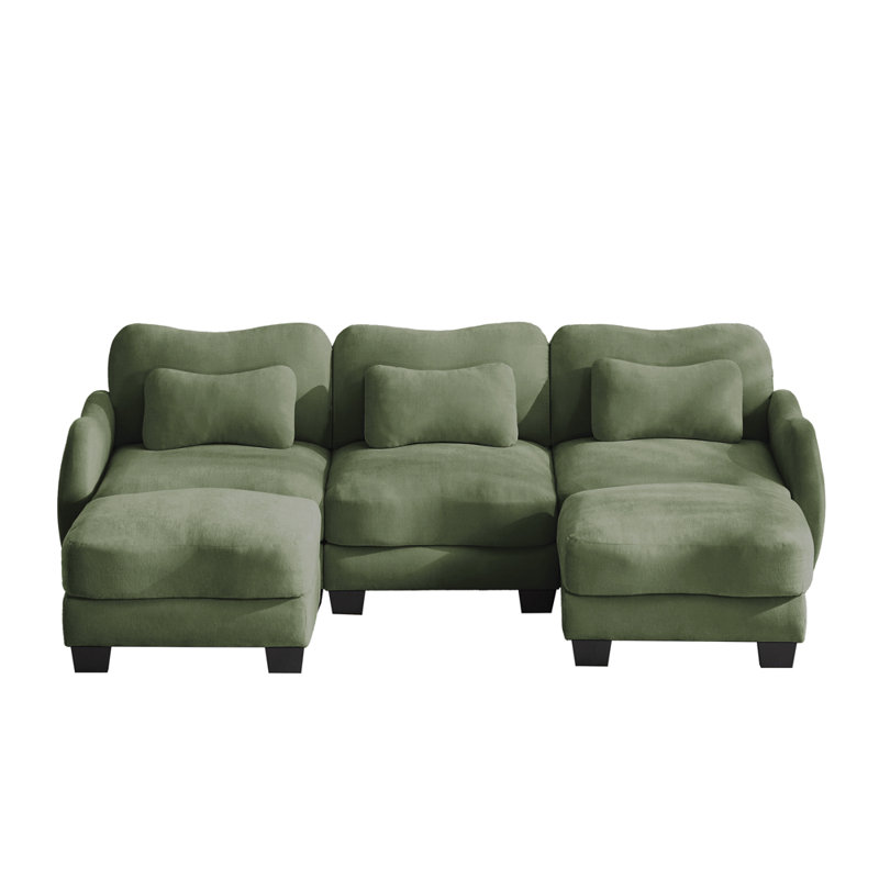 Élégant canapé de conversation courbé, Green Chenille