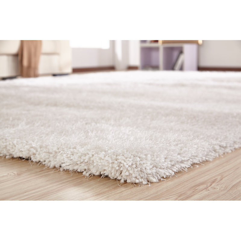 Tapis blanc touffeté à la main Totowa, Rectangle 4 pi x 5 pi 4 po