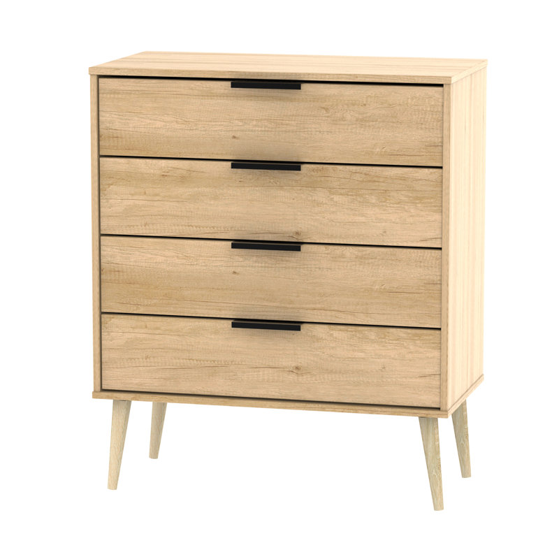 Fully Assembled Rennick 4 Drawer Chest, Oak