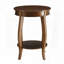 Table d'appoint ronde en noyer avec tablette inférieure et pieds en cabriole-1235183823