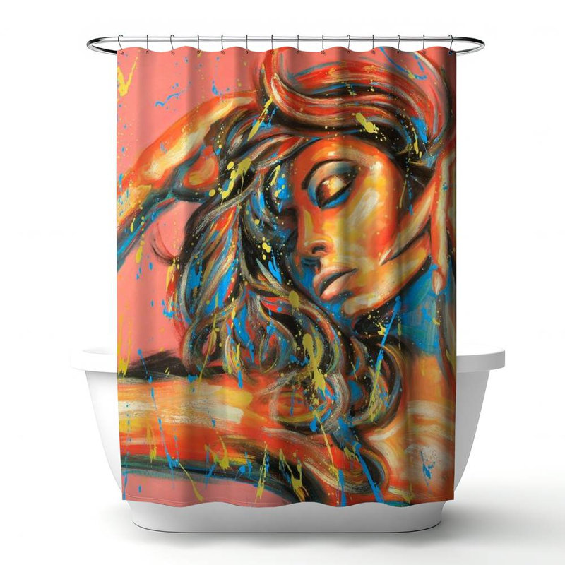Shower Curtain FI57 – Polyester Shower Curtain, Dye Sublimation Print, 71" W × 74" L, Multicolor