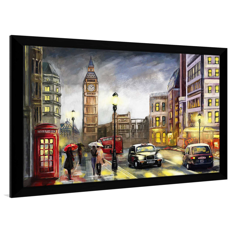 «London Streets», reproduction encadrée, H 33,5 po x l 49,5 po x P 1 po, Cadre noir