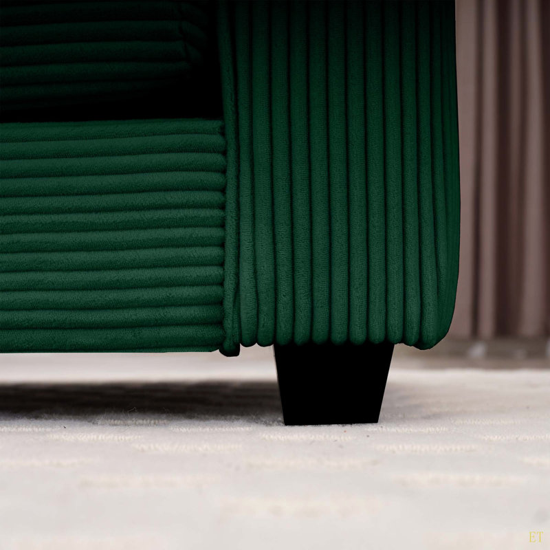 Canapé en velours côtelé 3 places avec repose-pieds Corduroy