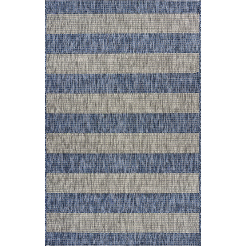 Haylee Striped Zero-Pile Flatweave Indoor/Outdoor Durable Area Rug, Rectangle 7'9" x 9'9"