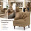 Fauteuil de luxe à pieds hauts capitonnés avec garniture cloutée et coussin rembourré épais et moelleux-1578345223