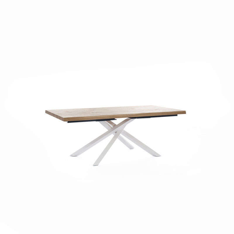 Elmsall Metal Base Dining Table, Oak, Black