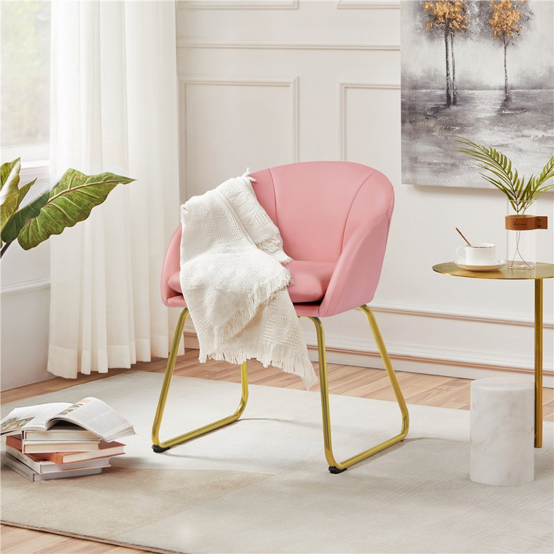 Fitchburg 30"H Modern Velvet Accent Chair with Tufted Back & Metal Legs, Simple Pink