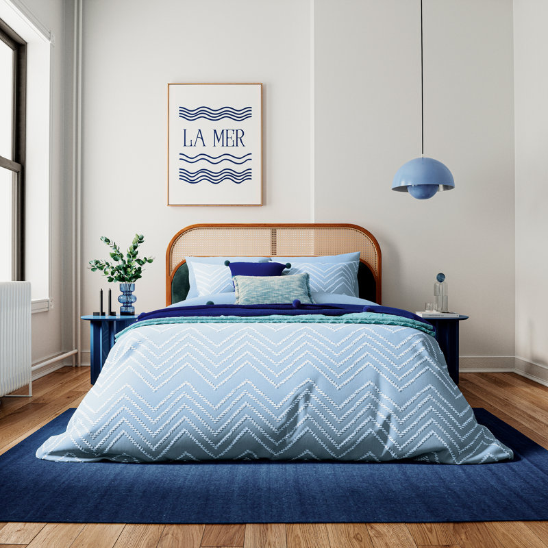Pom Pom Knit Throw, Navy