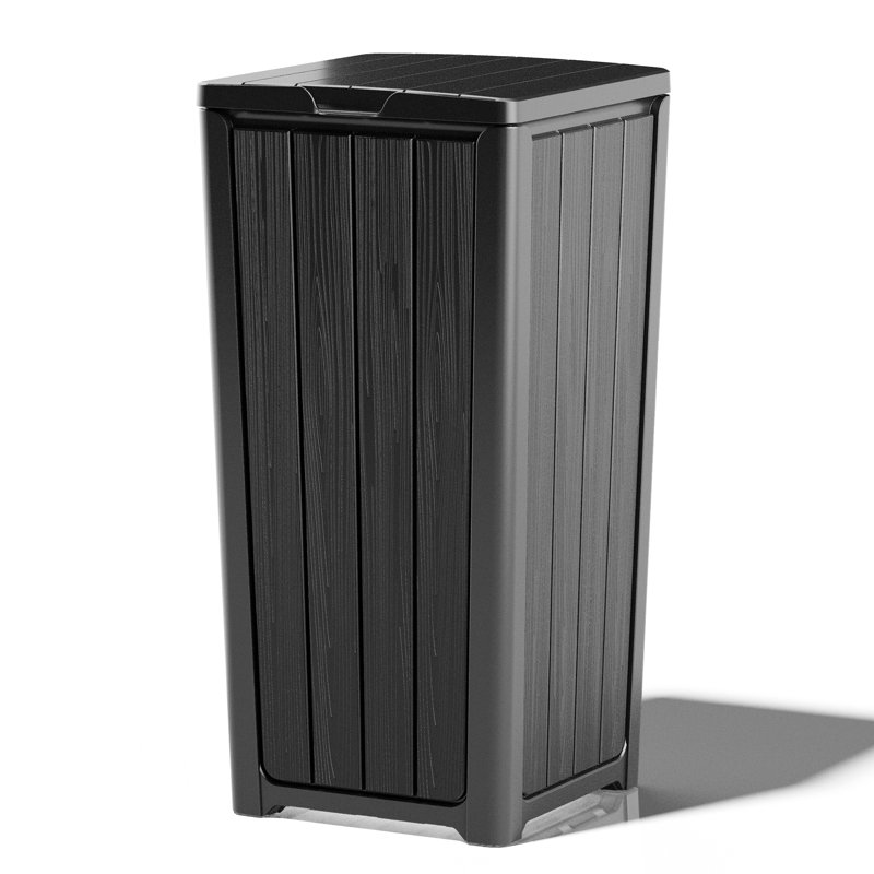 Poubelle à grain de bois imperméable 23 gallons, Noir
